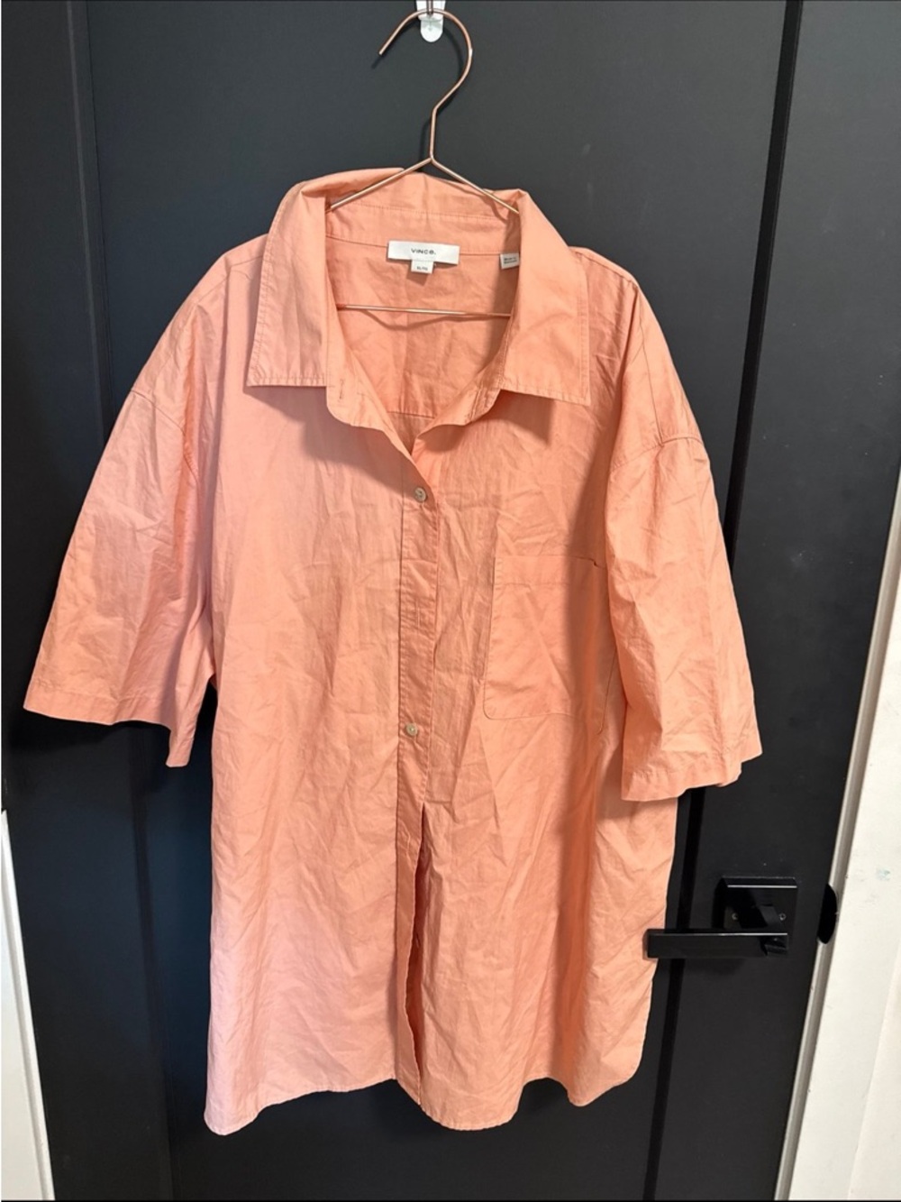Vince Oversized Button-Up Shirt in Peach